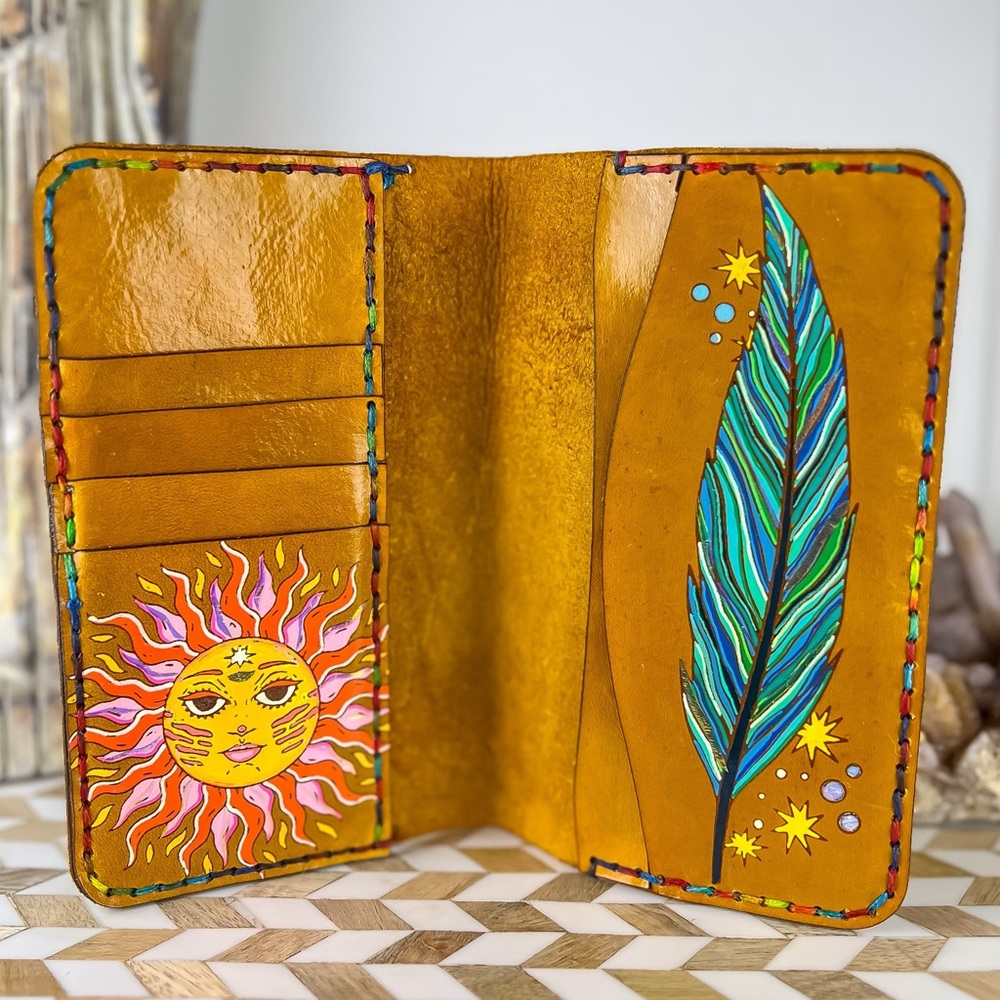 Wings of Wonder Hand Painted Genuine Leather Wallet | one of a kind  Long Wallet